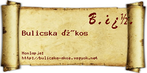 Bulicska Ákos névjegykártya